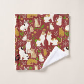 Schattigee katten op een Bourgondische achtergrond Bad Handdoek (Wasdoekje)