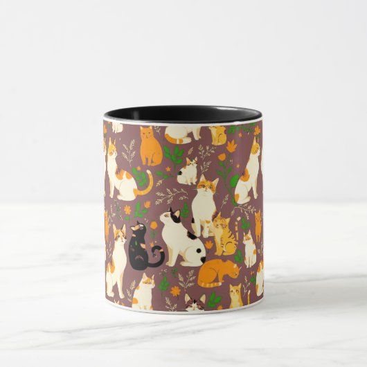 Schattigee katten op een koffiebruine achtergrond mok (Midden)