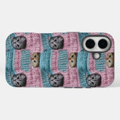 Schattigee Katten Roze Blauw Breien Girly Case-Mate iPhone Case (Achterkant (horizontaal))
