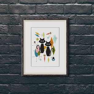 Schattigee katten uit het midden van de eeuw perfect poster