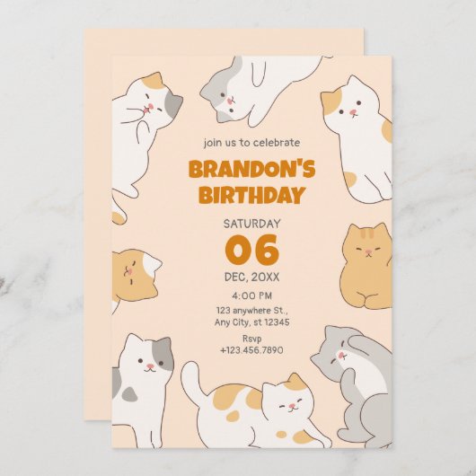 Schattigee katten verjaardag kaart (Voorkant / Achterkant)