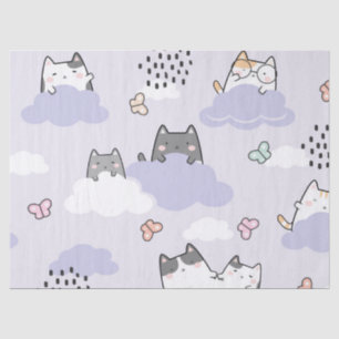 Schattigee Katten Vlinders Spring Decoupage Tissuepapier