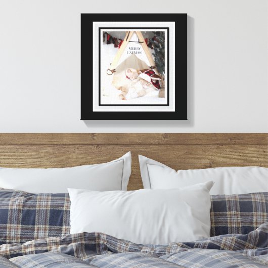Schattigee Katten Vrolijk Kerstdoek Canvas Afdruk (Insitu (Slaapkamer))