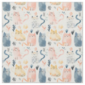 Schattigee katten waterverf. stof (Swatch)