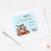 Schattigee Katten Winter Vrolijk Kerstcadeau Vierkante Sticker (Envelop)
