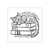 Schattigee  kattenbibliotheek 	rubberstempel (Afrduk)