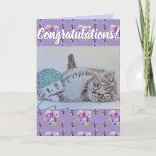 Schattigee Kattenbloem Bloemen Gefeliciteerd art K Kaart