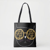 Schattigee Kattenbril Graphic Gold Glitter Kat Gez Draagtas (Voorkant)
