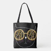Schattigee Kattenbril Graphic Gold Glitter Kat Gez Draagtas (Achterkant)