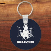 Schattigee kattendrummer Spint Cussion Funny Sleutelhanger (Voorkant)