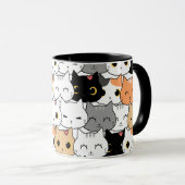 Schattigee Kattengezichten - Kawaii Pattern Mok (Voorkant rechts)