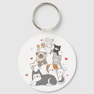 SCHATTIGEE KATTENGROEP CAT LOVERS DESIGN KOOP NU SLEUTELHANGER