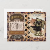 Schattigee kattenkoffiepoten briefkaart (Voorkant / Achterkant)