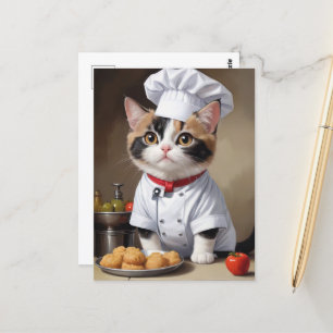 Schattigee kattenkok met Pasta Funny Cooking Briefkaart