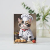 Schattigee kattenkok met Pasta Funny Cooking Briefkaart (Staand voorkant)