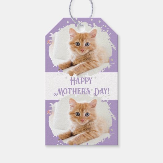 Schattigee kattenliefhebbers gepersonaliseerd foto cadeaulabel (Voorkant)