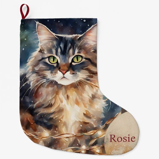 Schattigee kattenliefhebbers Pet Cat Christmas Grote Kerstsok (Voorkant)