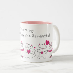 Schattigee kattenliefhebbers Valentijnsdag Roze Tweekleurige Koffiemok