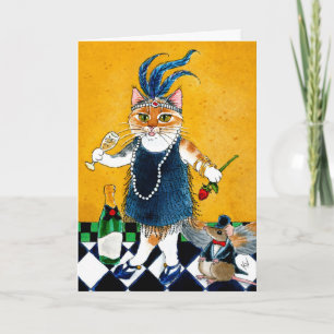 Schattigee kattenmuis Flapper Art Deco grappige ve Kaart