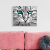 Schattigee Kattenogen Gezicht Water Kleur Olieverf Canvas Afdruk (Insitu (Woonkamer))