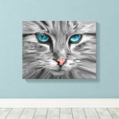 Schattigee Kattenogen Gezicht Water Kleur Olieverf Canvas Afdruk (Insitu (Houten vloer))