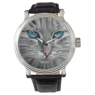 Schattigee Kattenogen Gezicht Water Kleur Olieverf Horloge