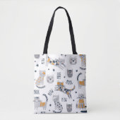 Schattigee kattenpatroon Canvas tas, kattenliefheb Draagtas (Voorkant)