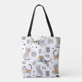 Schattigee kattenpatroon Canvas tas, kattenliefheb Draagtas (Achterkant)