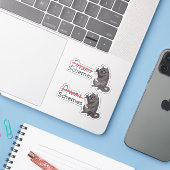 Schattigee kattenschema's Funny Cat Sticker (Laptop met iPhone)