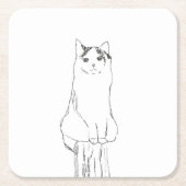 Schattigee kattenschets modern vierkante kartonnen onderzetter (Voorkant)