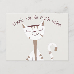 Schattigee Kattentekening Naam Dank u Briefkaart