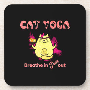 Schattigee kattenyoga - "Adem in, Spint uit" Bier Onderzetter