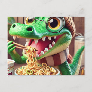 Schattigee Kawaii Alligator Eten Ramen Briefkaart