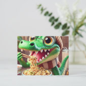 Schattigee Kawaii Alligator Eten Ramen Briefkaart (Staand voorkant)
