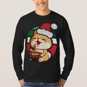 Schattigee Kawaii anime Shiba Inu Hond Eten Ramen T-shirt