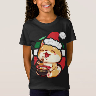 Schattigee Kawaii anime Shiba Inu Hond Eten Ramen T-shirt