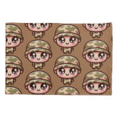 Schattigee Kawaii Army Camouflage Monogram op Brui Kussensloop (Achterkant)