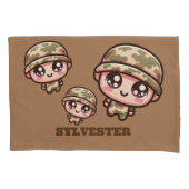 Schattigee Kawaii Army Camouflage Monogram op Brui Kussensloop (Voorkant)