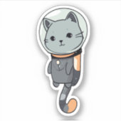 Schattigee Kawaii astronaut Kitten Sticker (Voorkant)