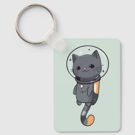 Schattigee Kawaii astronaut zwarte kat Sleutelhanger