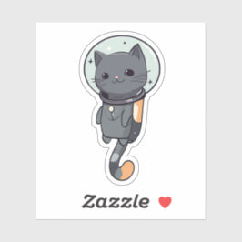 Schattigee Kawaii astronaut zwarte kat Sticker