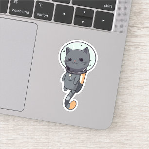 Schattigee Kawaii astronaut zwarte kat Sticker