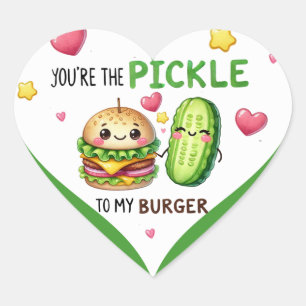 Schattigee Kawaii augurken en hamburgers Hart Sticker