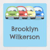 Schattigee kawaii auto's cartoon gepersonaliseerd labels (Design 1)