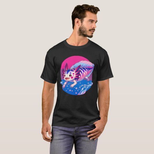 Schattigee kawaii axolotl biseksuele lgbt subtiele t-shirt (Voorkant volledig)