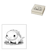 Schattigee Kawaii Axolotl illustratie Rubberstempel (Gestempeld)