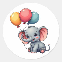Schattigee Kawaii Baby olifant met kleurrijke ball Ronde Sticker