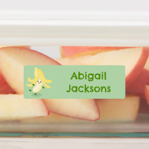 Schattigee Kawaii banaan cartoon gepersonaliseerd Labels