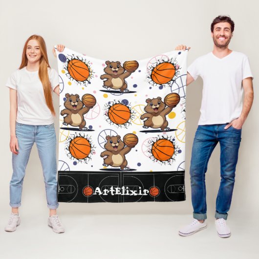 Schattigee Kawaii Basketbal Gopher Print Fleece Deken (In situ)