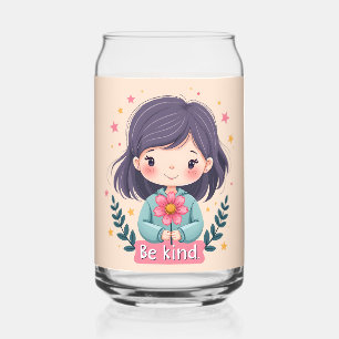 Schattigee Kawaii "Be Kind" Illustratie – Heilzame Blikvorm Glas